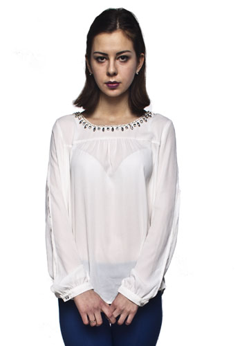 Женская одежда из Италии 2024. Нарядная блуза с декорацией Giorgia&Johns