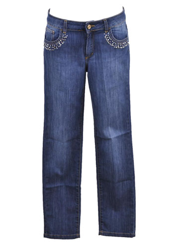 Женские джинсы ровные синие больших размеров Mogana jeans