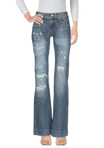 2023 модные брендовые порваные женские джинсы купить. Джинсы клёш женские Daniele Alessandrini фото