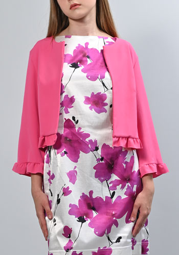 Женский короткий нарядный жакет (фуксия, розовый). Женские пиджаки и жакеты модные 2023